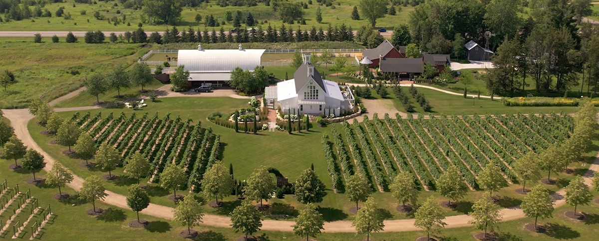 Redeemed Farm Barn Venue & Vineyard Aerial